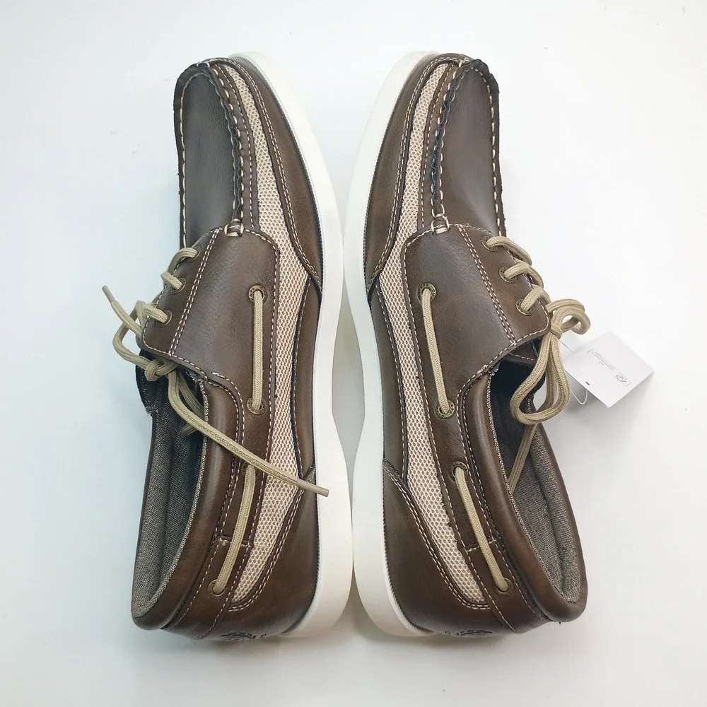 Chaps Kanas Boat Shoe Men Size 10 Brown Memory Foam Loafer